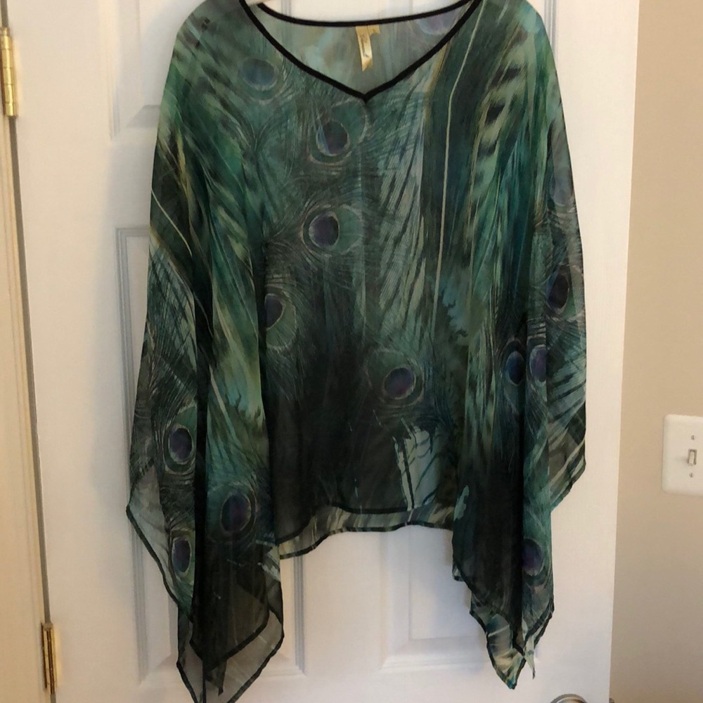 Peacock mesh poncho